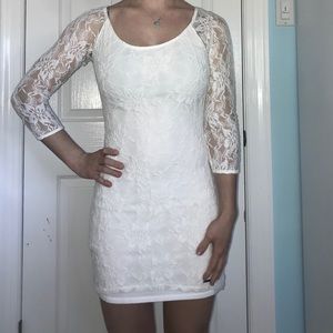 Long sleeve white lace dress